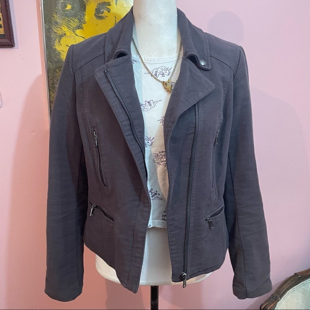 Joie Seabrooke Steel Grey Soft Brushed Quilted Moto Jacket